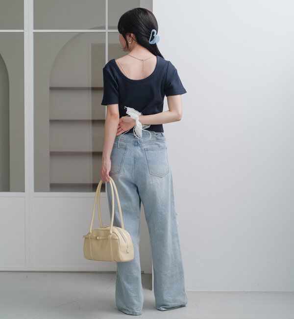  「【低身長サイズ/2サイズ展開/ウエスト調節可】レースデニムパンツ」|デニム|