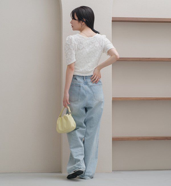  「【低身長サイズ/2サイズ展開/ウエスト調節可】レースデニムパンツ」|デニム|