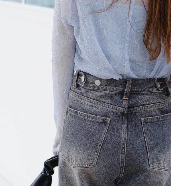  「【低身長サイズ/2サイズ展開/ウエスト調節可】レースデニムパンツ」|デニム|