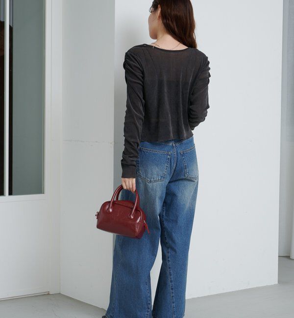  「【2サイズ展開/低身長サイズ/ウエスト調節可】カーブステッチデニム」|デニム|