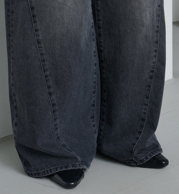  「【2サイズ展開/低身長サイズ/ウエスト調節可】カーブステッチデニム」|デニム|