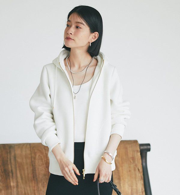  「【WEB限定/キレイめ上品】スポンジダンボールZIPパーカーカットソー」|パーカー|