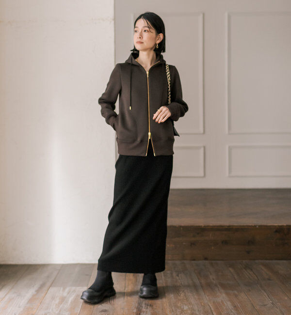  「【WEB限定/キレイめ上品】スポンジダンボールZIPパーカーカットソー」|パーカー|