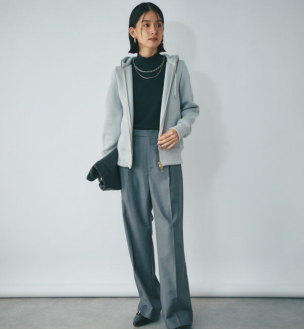  「【WEB限定/キレイめ上品】スポンジダンボールZIPパーカーカットソー」|パーカー|