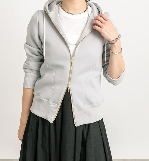  「【WEB限定/キレイめ上品】スポンジダンボールZIPパーカーカットソー」|パーカー|