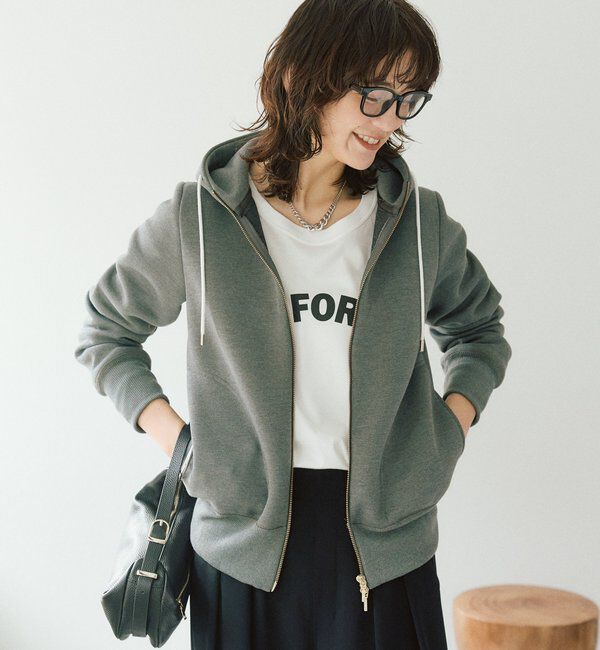  「【WEB限定/キレイめ上品】スポンジダンボールZIPパーカーカットソー」|パーカー|