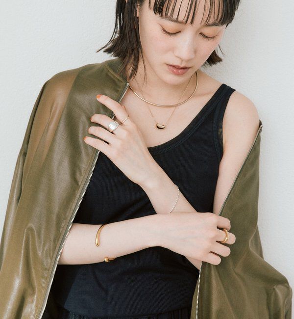  「【フェミニンなムードを演出】チュールリブタンクトップ」|キャミソール|