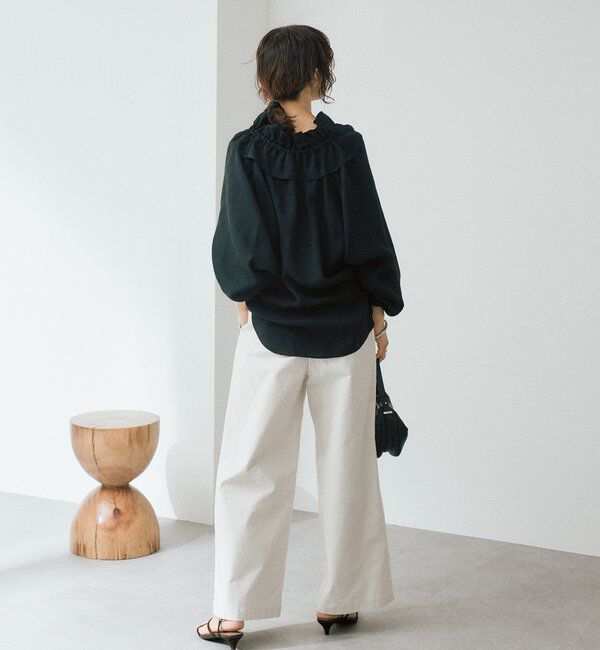  「【顔まわり華やか】リネンライクフリルカラーブラウス」|シャツ・ブラウス|