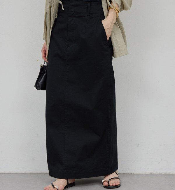  「【CHIKAコラボサイズ】チノストレッチスカート」|スカート|ブラック