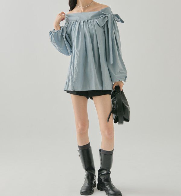  「肩リボンオフショルブラウス」|シャツ・ブラウス|