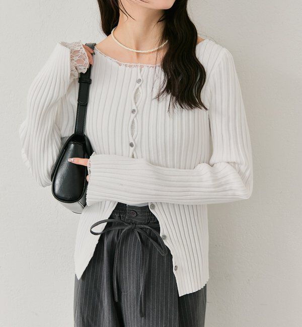  「ラウンドスリットリブカーディガン」|カーディガン|