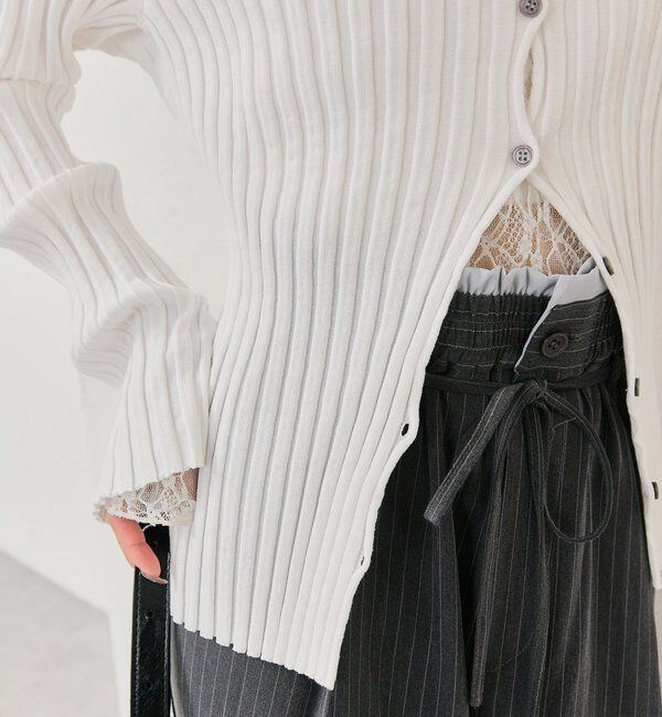  「ラウンドスリットリブカーディガン」|カーディガン|