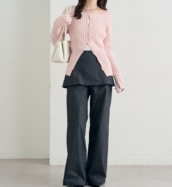  「ラウンドスリットリブカーディガン」|カーディガン|