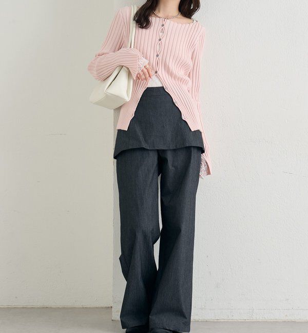  「ラウンドスリットリブカーディガン」|カーディガン|