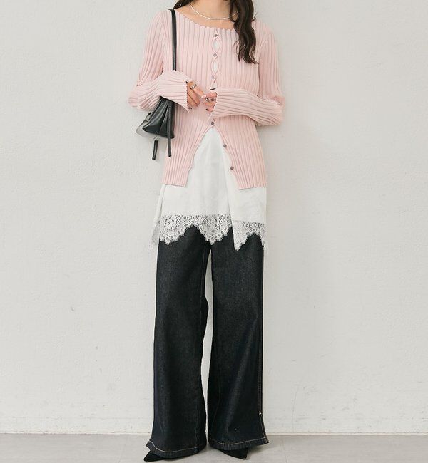  「ラウンドスリットリブカーディガン」|カーディガン|