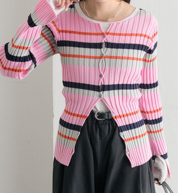  「ラウンドスリットリブカーディガン」|カーディガン|