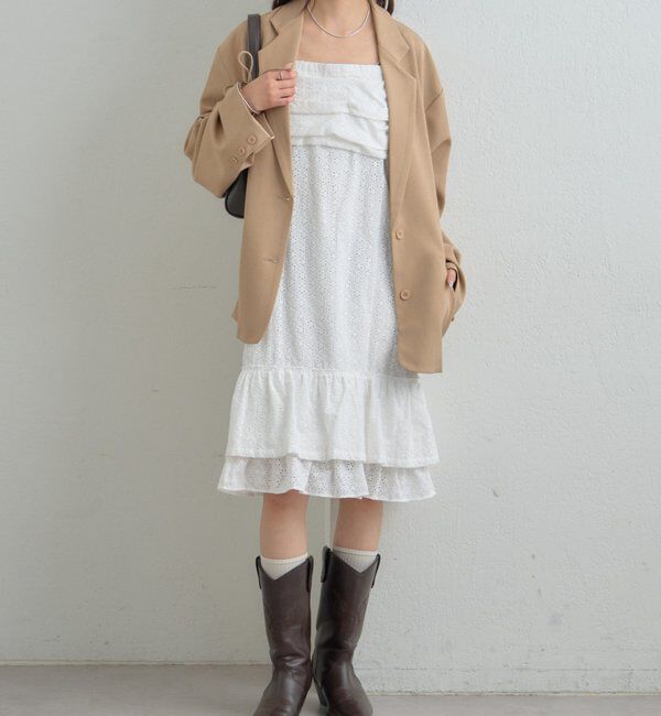  「フラワー刺繍キャミワンピース」|ワンピース|