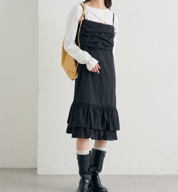  「フラワー刺繍キャミワンピース」|ワンピース|