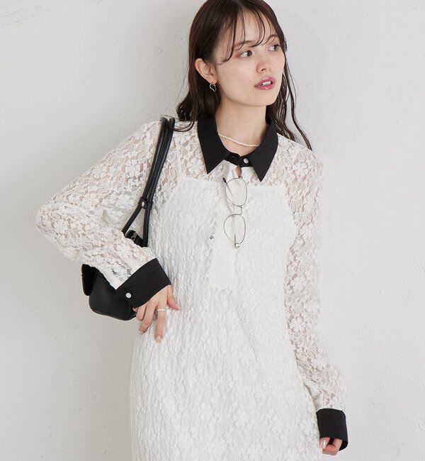  「襟付きレースワンピース」|ワンピース|