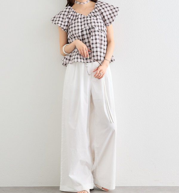  「ワイドベルトタックパンツ」|チノ|