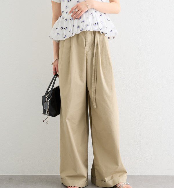  「ワイドベルトタックパンツ」|チノ|