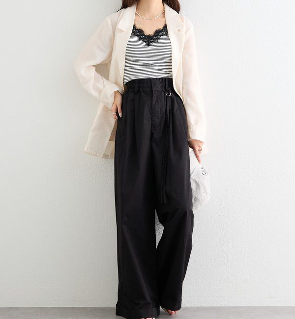  「ワイドベルトタックパンツ」|チノ|