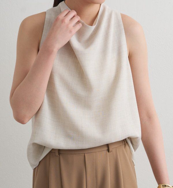  「麻調ドレープブラウス」|シャツ・ブラウス|
