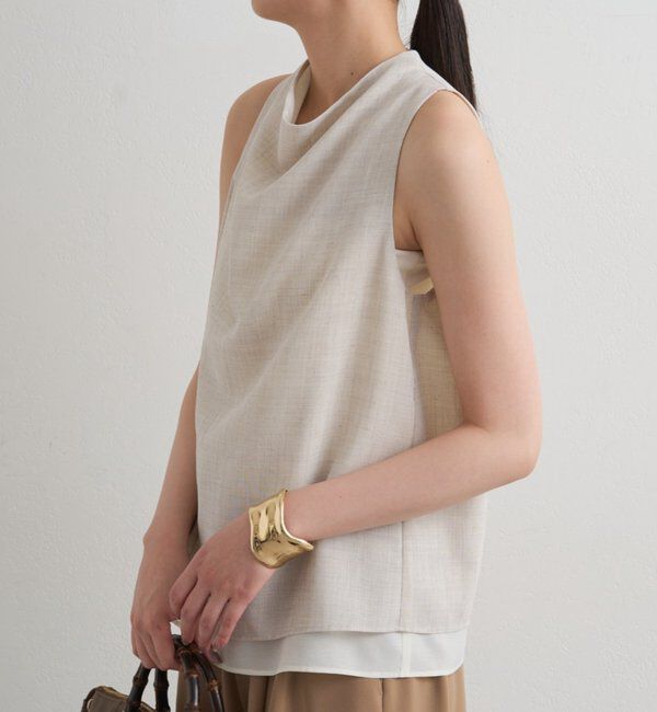  「麻調ドレープブラウス」|シャツ・ブラウス|
