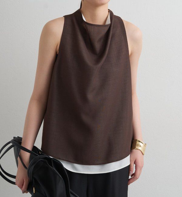  「麻調ドレープブラウス」|シャツ・ブラウス|