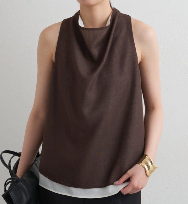  「麻調ドレープブラウス」|シャツ・ブラウス|