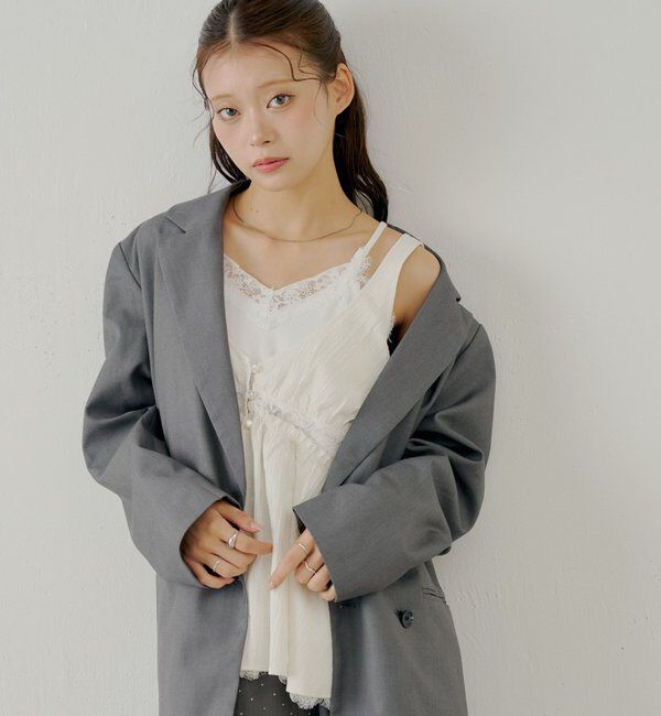  「ランジェリーレイヤードサテンペプラムキャミ」|シャツ・ブラウス|ホワイト