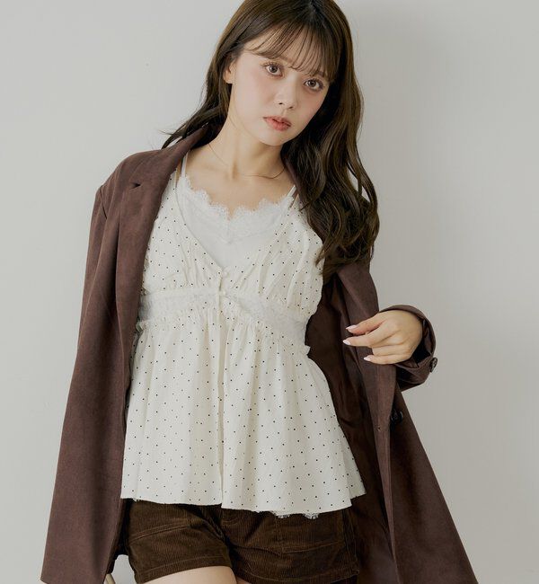  「ランジェリーレイヤードサテンペプラムキャミ」|シャツ・ブラウス|