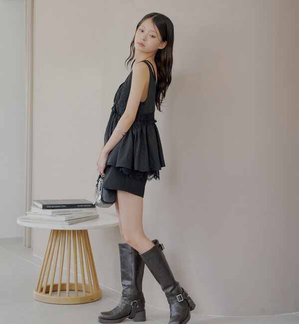  「ランジェリーレイヤードサテンペプラムキャミ」|シャツ・ブラウス|