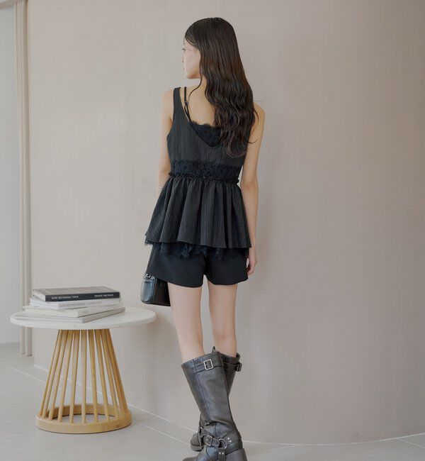  「ランジェリーレイヤードサテンペプラムキャミ」|シャツ・ブラウス|