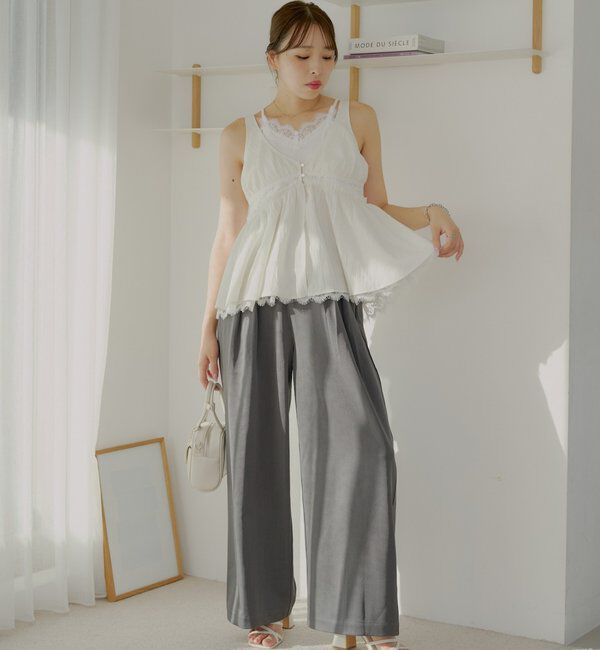  「ランジェリーレイヤードサテンペプラムキャミ」|シャツ・ブラウス|