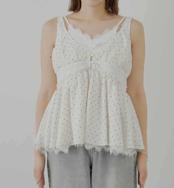  「ランジェリーレイヤードサテンペプラムキャミ」|シャツ・ブラウス|