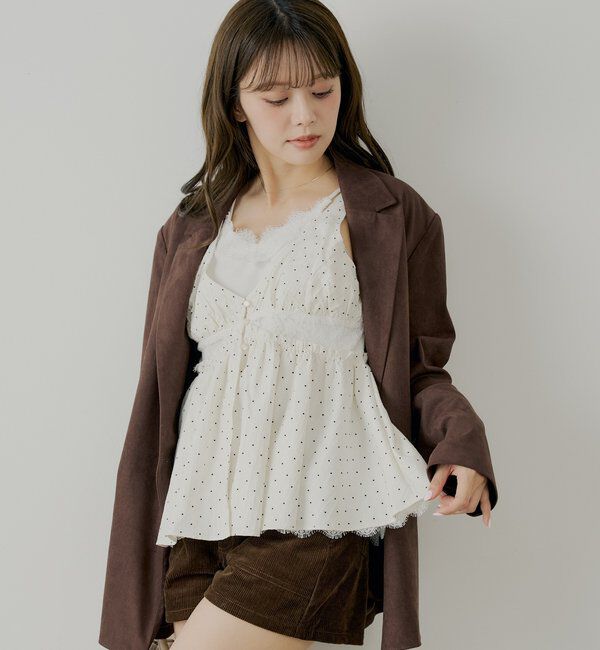  「ランジェリーレイヤードサテンペプラムキャミ」|シャツ・ブラウス|