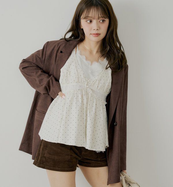  「ランジェリーレイヤードサテンペプラムキャミ」|シャツ・ブラウス|