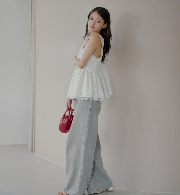  「ランジェリーレイヤードサテンペプラムキャミ」|シャツ・ブラウス|