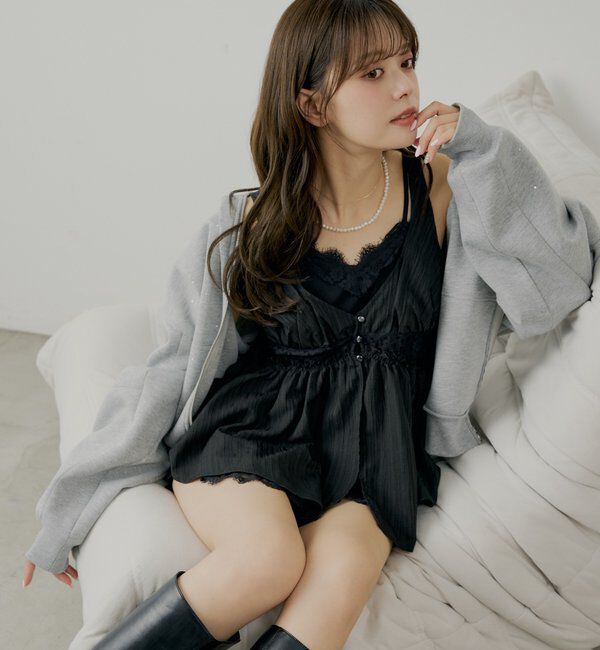  「ランジェリーレイヤードサテンペプラムキャミ」|シャツ・ブラウス|