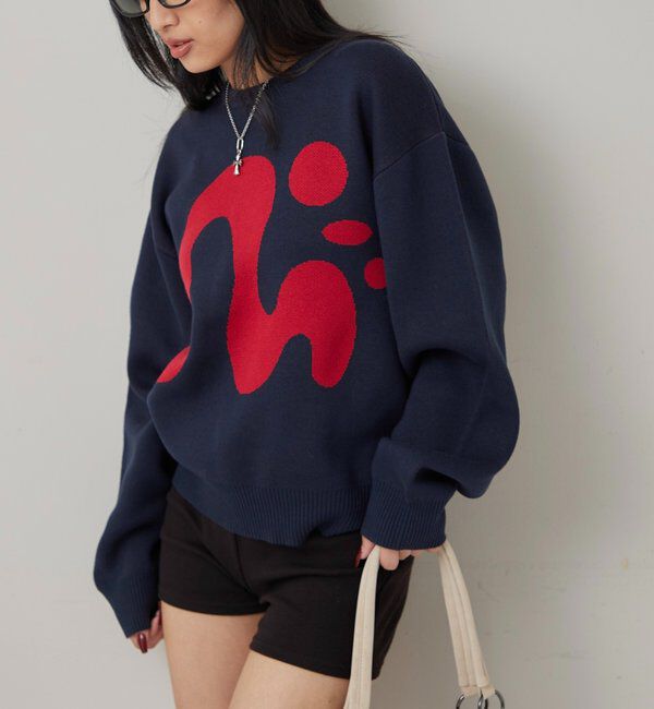  「【COOPER】Mgロゴジャガードニット」|ニット・セーター|ネイビー