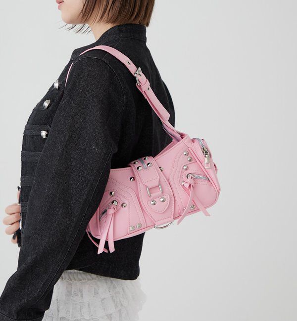  「【WEB限定】スタッズジップショルダーバッグ」|ショルダー・メッセンジャー|