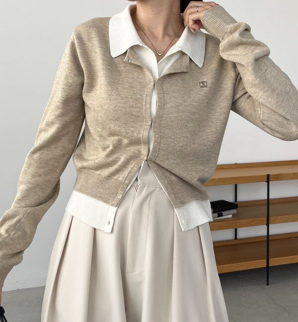  「レイヤードポロニットカーディガン」|カーディガン|