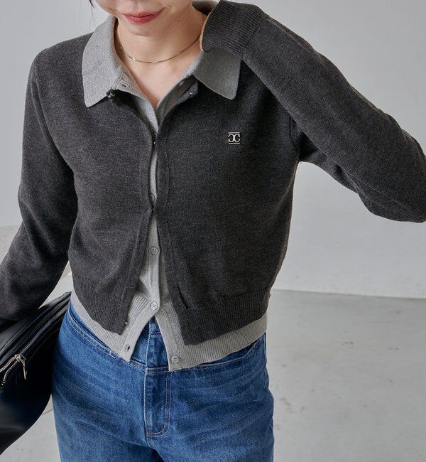  「レイヤードポロニットカーディガン」|カーディガン|