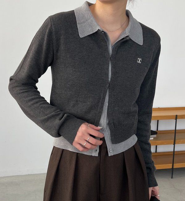  「レイヤードポロニットカーディガン」|カーディガン|