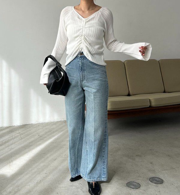  「【低身長サイズあり】セミフレアデニム」|デニム|