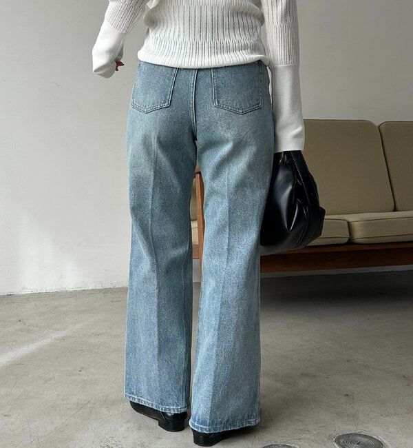  「【低身長サイズあり】セミフレアデニム」|デニム|