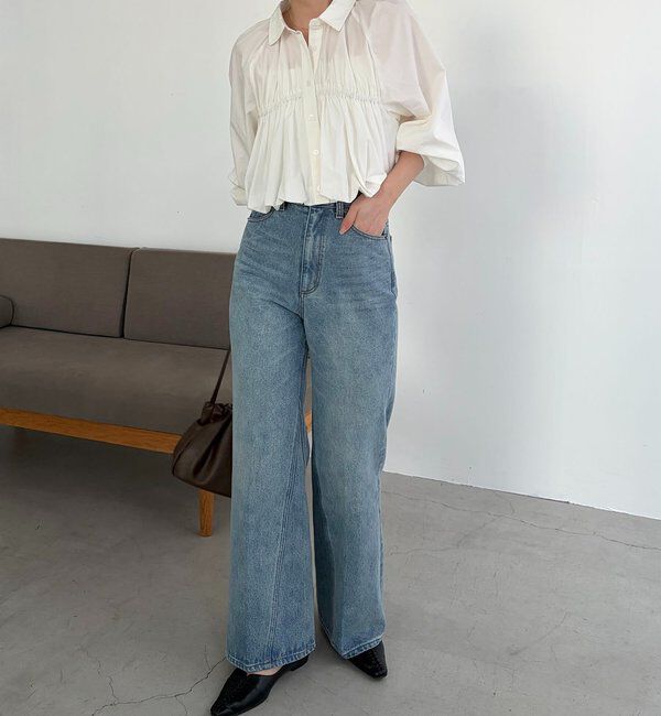  「【低身長サイズあり】セミフレアデニム」|デニム|