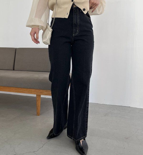  「【低身長サイズあり】セミフレアデニム」|デニム|