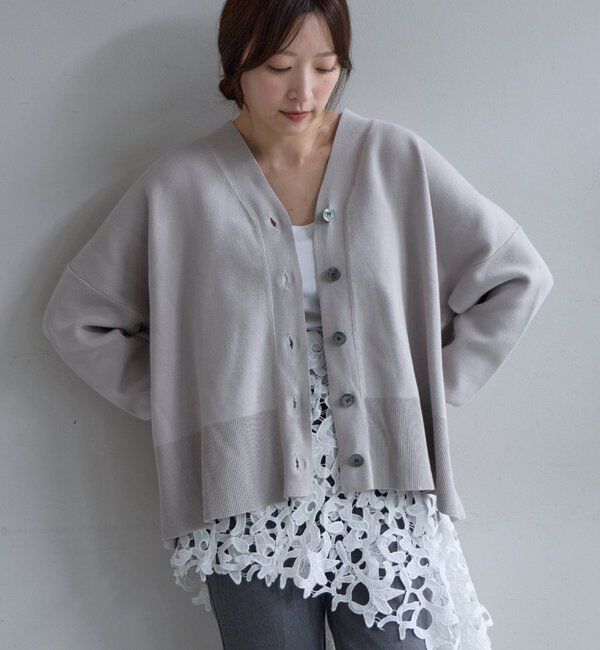  「コットンスムースカーディガン」|カーディガン|ライトベージュ